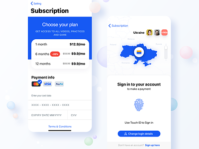 Subscription screens app card clean id interaction ios iphone iphonex map plan subscribe subscription touch touchid ui uiux uiux design ux vector white