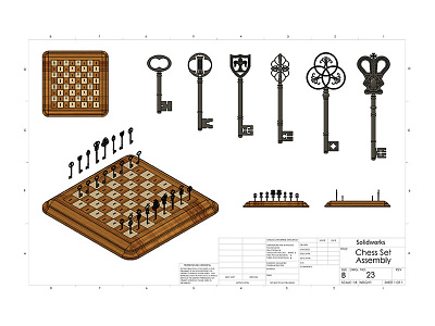 Solidworks Chess Set chess design keys mixed media product design