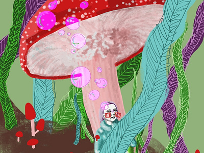 Underwater mushroom scene design digital digitalart digitalillustration fantasy fantasyart illustration illustration design illustration digital procreate procreateapp procreateart storybook