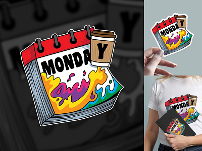 Monday Coffee Booster | Vector Illustration branding coffee colorful cute design flat funny graphic design humor icon illustration illustrator logo rocket vector