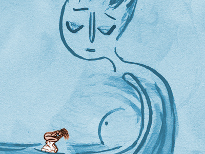Overwhelmed depression editorial illustration struggle watercolor