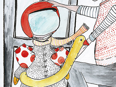 Are You Ready? helmet illustration ink life watercolor