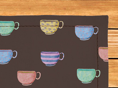 Teacups! Place Mat breakfast illustration kitchen pattern pattern design place mat tea time teacups watercolor