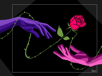 flower in your hand art artwork design drawing flat design illustration illustrator line art