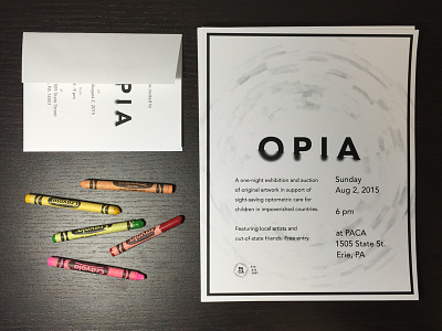 Opia Printed Stuff art show branding charity crayons logo opia print