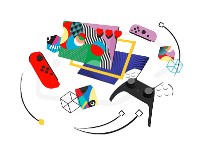 "Gaming is the New Frontier" Artwork 3d 3d art abstract adobe design dimension hand drawn illustration nintendo ps5 red switch