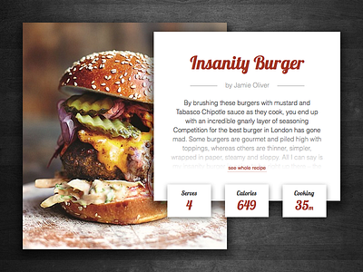 Insanity Burger cards cooking flat hamburger recipe restaurant