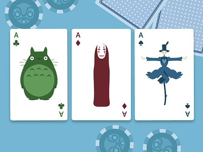 Miyazaki Aces cards deck ghibli howls moving castle miyazaki mononoke poker princess spirited away totoro