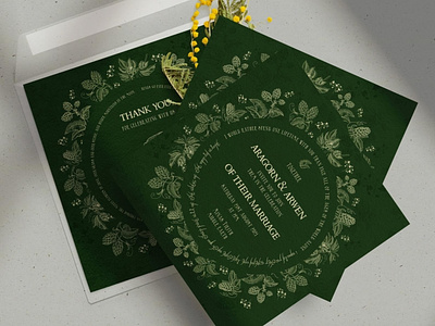 Lord of the Rings Inspired Wedding Invitation Set floral illustrator invitations vector wedding