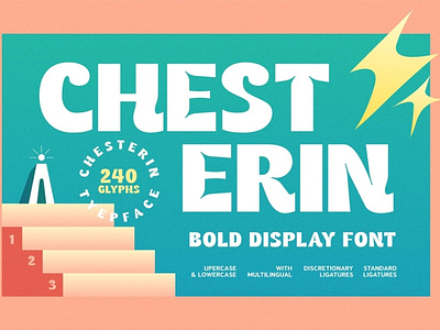 Chesterin Display Font aesthetic chesterin display display font drizy fonts ligature logo logo font logotype multilingual new otf pastel retro fonts typeface typography unique vibes vintage fonts