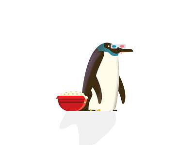 nice cold movies 2d 3d antarctica dribbble ice icon illustration penguin popcorn