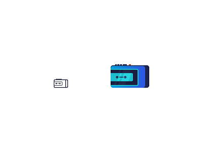 Walkman 2d color design icon retro vector vintage