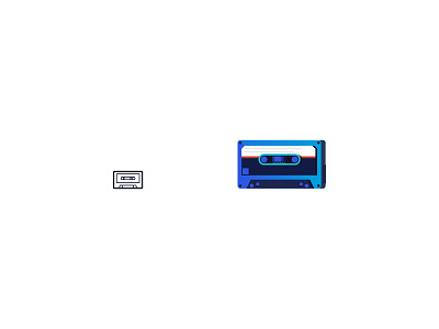 Cassette 2d color design icon retro vector vintage