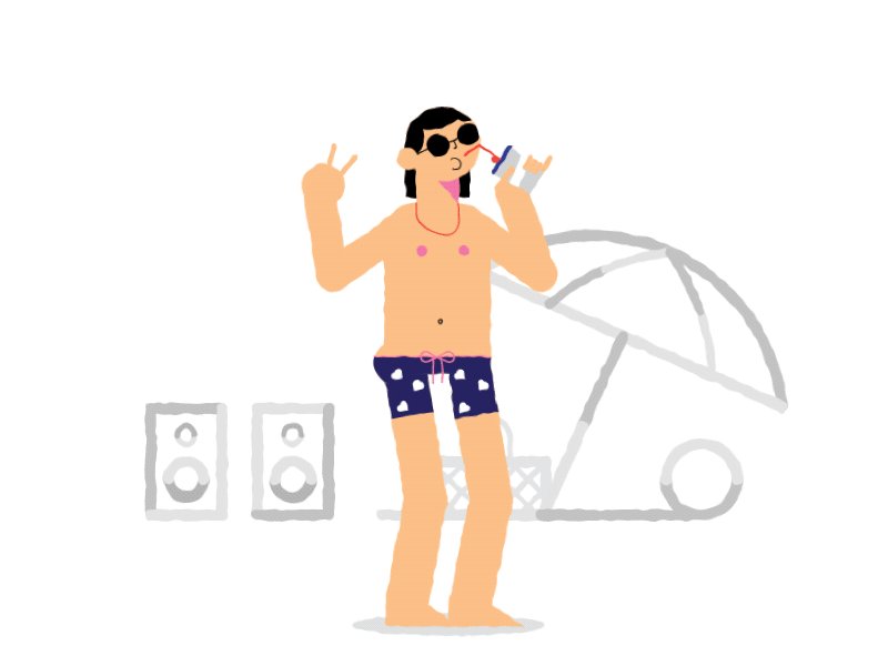 On The beach animation beach character drinks fun gif happy loop summer vacation