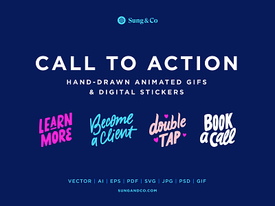Hand-drawn Animated GIFs animatedgifs call to action digital digitalstickers gifs graphic design handdrawn handlettering handtype illustration ready to use stickers web element