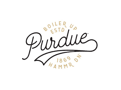 Purdue University apparel custom script typography