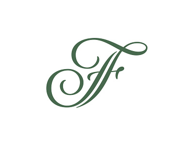 F Monogram capital custom dropcap f flourish green monogram script type typography