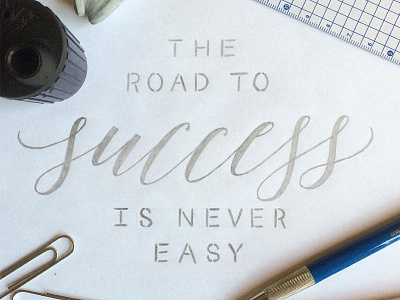 Road To Success hand drawn lettering pencil script sketch type typography
