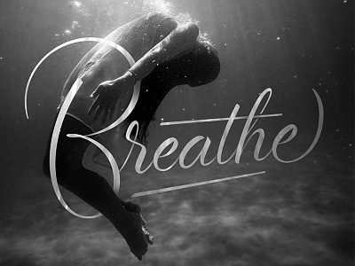 Breathe album art black breathe custom script music script type typography water