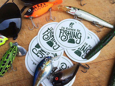 Fishing Sticker 2 basket bass custom design fishing illustration product sticker type typography