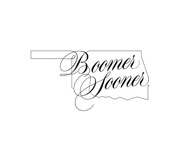 Boomer Sooner apparel boomer calligraphy custom line oklahoma script sooner state thin