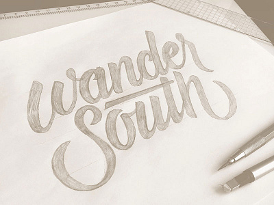 Wander South Sketch brush logo script sketch south type typography wander