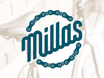Millas Final bike branding chain dallas italic logo millas script street travel