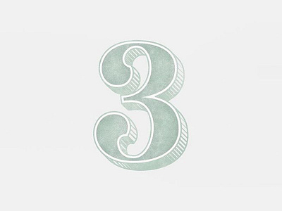 three 3 3d detail lettering number numeral three typography