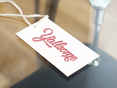 Y'allsome Logo Hangtag apparel branding hand lettering hangtag lettering logotype script stamp texture yall yallsome