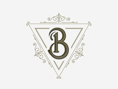 B icon concept b border icon logo triangle vintage