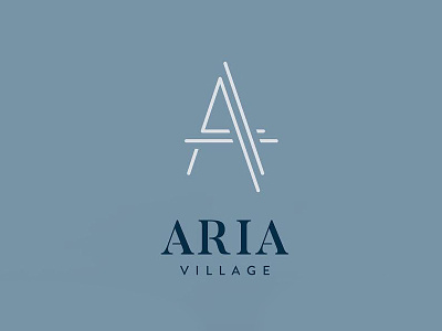 Aria Village blue branding lockup logo logotype real estate retail typography