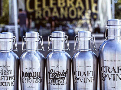 C&V Growler Line Up beer branding custom engraved growler hand lettering lettering product typography