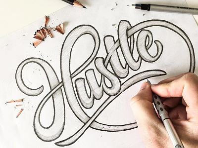 Hustle branding brush custom drawing hand lettering hustle lettering script typography