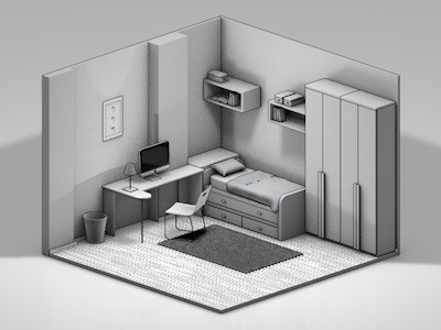 Isometric Bedroom 3d cel shading cinema 4d isometric modeling