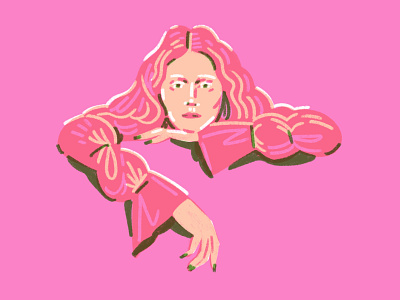 Feeling Witchy chalk fashion illustration magenta pink redhead sketch