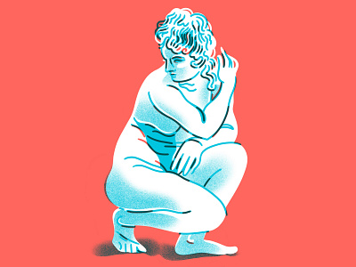 Crouching Woman editorial illustration figure figure study illustration texture woman