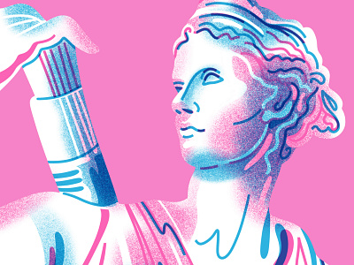 Artemis Statue ancient artemis blue greek greek mythology illustration limited color pink statue texture