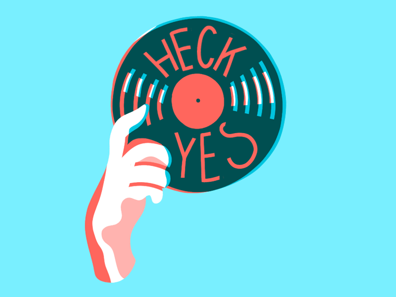 Heck Yes Record animated loop animation giphy heck yes hot jam jordan kay music record sticker stop motion vinyl