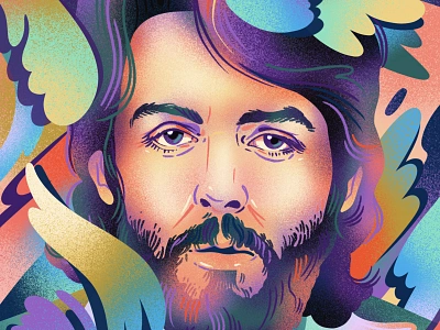 Paul McCartney 1960s 1970s airbrush beatles drawing editorial editorial illustration fan art gradient illustration jordan kay limited color paul mccartney portrait texture the beatles