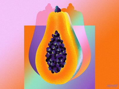 Papaya Gradients editorial food illustration fruit fruit illustration gradients illustration noise papaya seeds spot summer texture