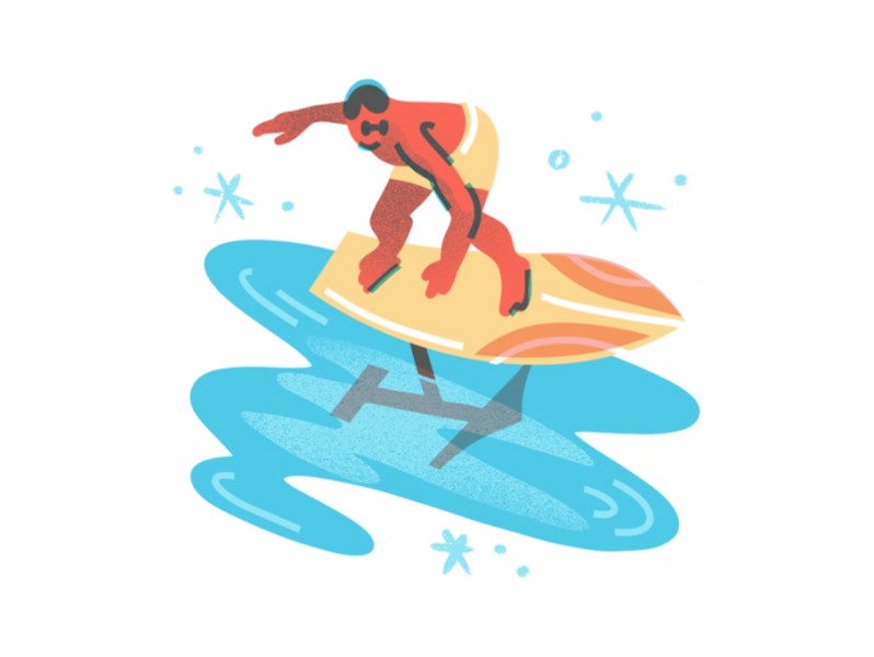 Foil boarding limited color jordan kay editorial illustration edi spot illustration surf foil boarding illustration