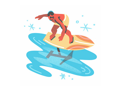 Foil boarding edi editorial illustration foil boarding illustration jordan kay limited color spot illustration surf