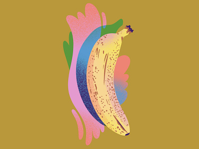 Ripe Banana banana drawing editorial illustration food illustration fruit fruit drawing fruit illustration illustration jordan kay msjordankay ripe banana splash spot illustration texture