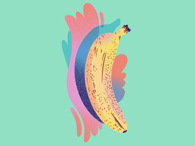 Banana on Mint banana drawing editorial illustration food food illustration foodie fruit fruit illustration illustration jordan kay mint msjordankay splash texture