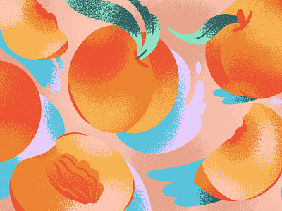 "Just Peachy" Illustration beverage bright design digital art drawing food food illustration illustration jordan kay limited color noise packaging pastel pattern stippling texture