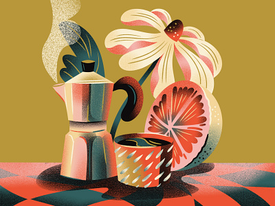 Best Monday: Coffee & Grapefruit advertising breakfast coffee daisy design drawing editorial editorial illustration flavor cue food and beverage food illustration illustration jordan kay limited color limited palette texture
