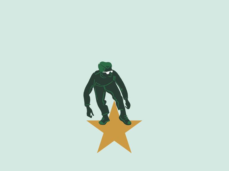 Starbucks Rewards Double Star Day Skater animated loop animation double star day email graphic illustration jordan kay kickflip limited color rotoscope skate skateboard skater star starbucks starbucks rewards