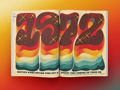 Seattle Met Feature Opener - Hand Lettering 1970s 1972 70s boogie disco drawing editorial editorial illustration funk hand lettering illustration jordan kay juicy lettering limited color music seattle texture west coast