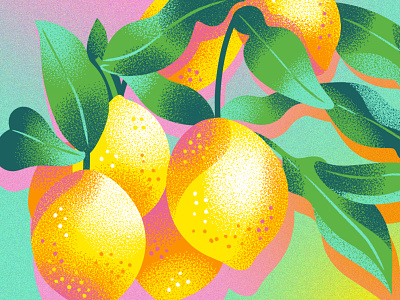 Lemons bright citrus drawing food food illustration fruit fruit illustration illustration jordan kay lemons limited color noise stipple summer texture