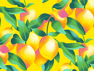 Summer Lemon Pattern citrus food fruit gradient illustration jordan kay lemon limited color noise pattern pattern design pattern illustration pnw artist seattle artist seattle illustrator stipple summer surface pattern texture